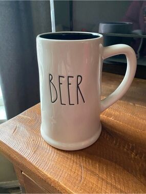 Rae Dunn White Mug with Black Interior - BEER
